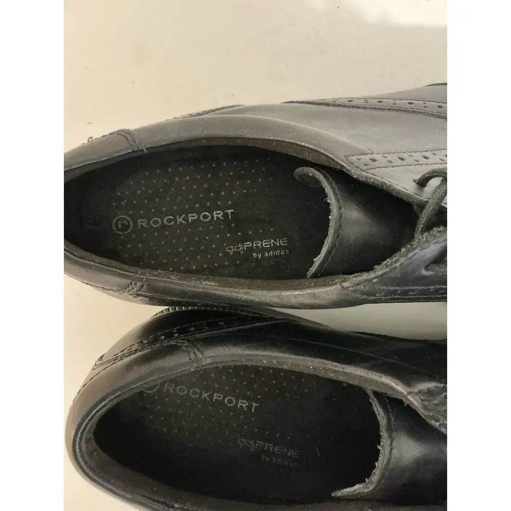 Rockport Adiprene By Adidas Mens Oxford Shoes Black Leather Wingtip Size 11